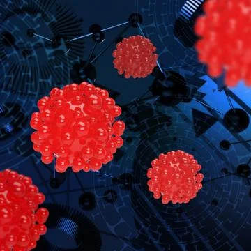 Abstract techno 3d corona virus outbreak illustration Stock Illustration