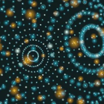 Abstract techno background with circles from glowing particles. Abstract t... Stock Photos