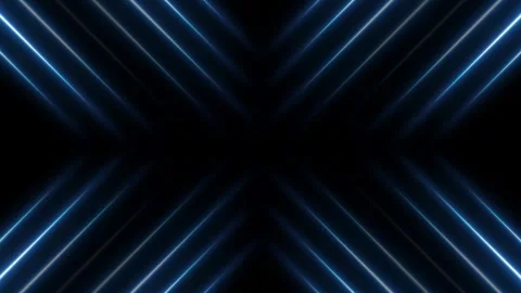 Abstract techno background with glowing blue neon light stripes forming an X Stock Footage 320032641