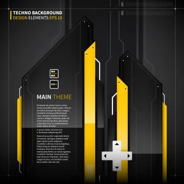 Abstract techno background with monumental shapes. Stock Illustration