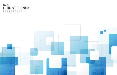 Abstract techno design of blue square matrix with halftone decorative artwork Stock Illustration