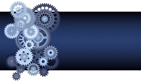 Abstract techno gear background with geometric blue gear wheels Stock Illustration