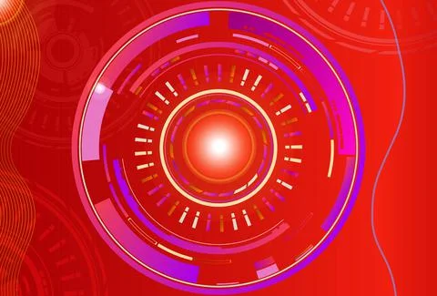 Abstract techno vector design ornament with red background Stock Illustration