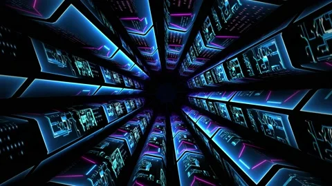 Abstract technological background 3D, moving through futuristic constructions Stock-Footage 155519708