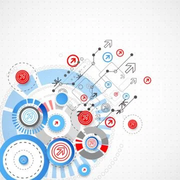 Abstract technological background with circles and arrows Stock Illustration