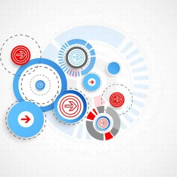 Abstract technological background with circles and arrows Stock Illustration