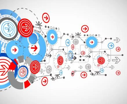 Abstract technological background with circles and arrows Stock Illustration