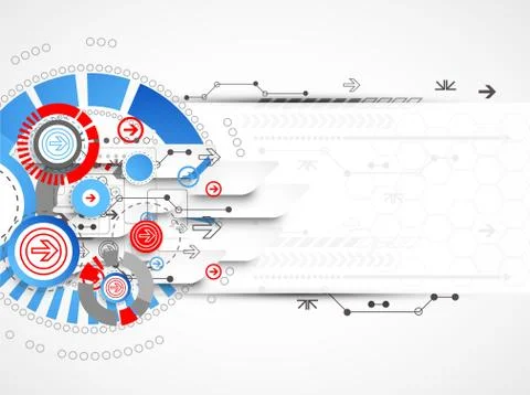 Abstract technological background with circles and arrows Stock Illustration