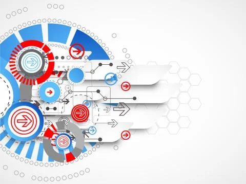 Abstract technological background with circles and arrows Stock Illustration