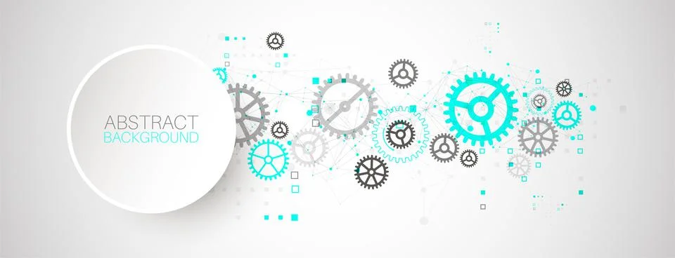 Abstract  technological background  with cogwheels and plexus effect. Vector Stock Illustration