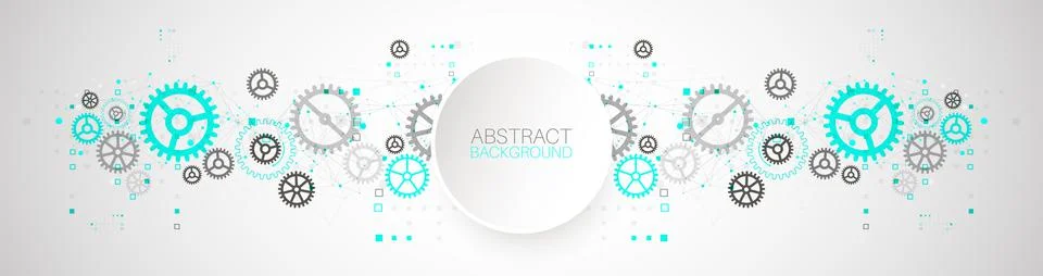 Abstract  technological background  with cogwheels and plexus effect. Vector Stock Illustration