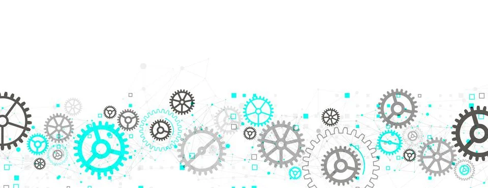 Abstract  technological background  with cogwheels and plexus effect. Vector Stock Illustration
