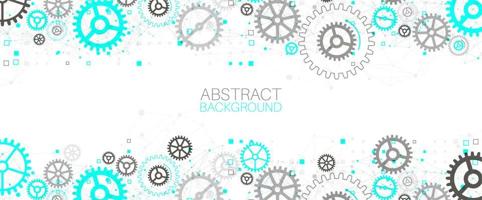 Abstract  technological background  with cogwheels and plexus effect. Vector Stock Illustration