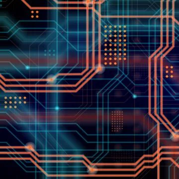 An abstract technological background consisting of a multitude of luminous gu Stock Illustration