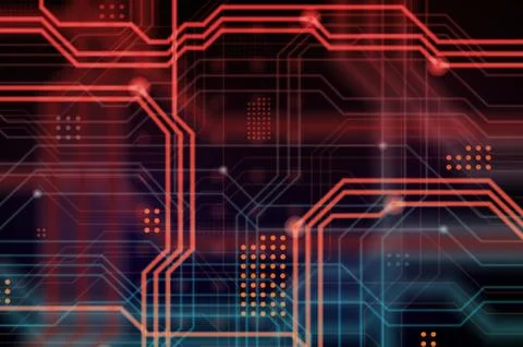 An abstract technological background consisting of a multitude of luminous gu Stock Illustration