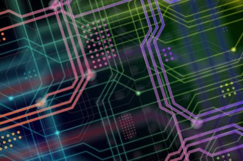 An abstract technological background consisting of a multitude of luminous gu 스톡 일러스트