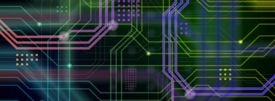 An abstract technological background consisting of a multitude of luminous gu Stock Illustration