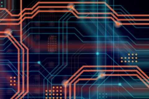 An abstract technological background consisting of a multitude of luminous gu Stock Illustration