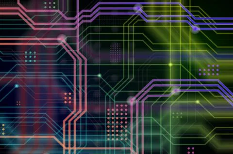 An abstract technological background consisting of a multitude of luminous gu 스톡 일러스트