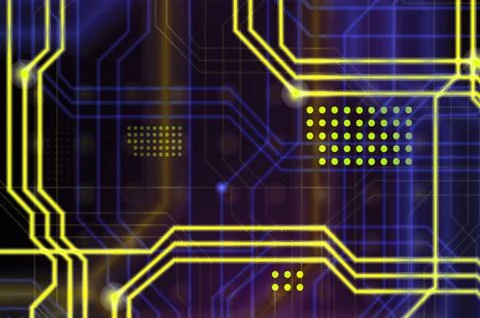 An abstract technological background consisting of a multitude of luminous gu Stock Illustration