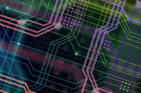 An abstract technological background consisting of a multitude of luminous gu 스톡 일러스트