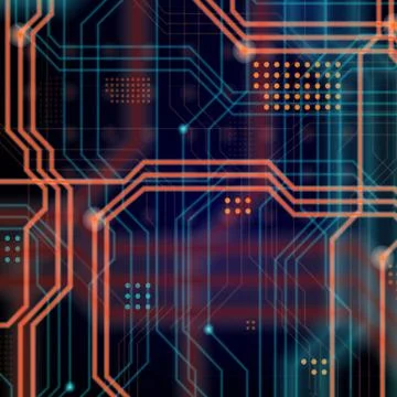 An abstract technological background consisting of a multitude of luminous gu 스톡 일러스트