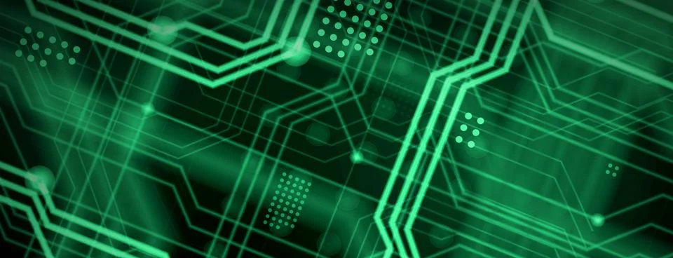 An abstract technological background consisting of a multitude of luminous gu Stock Illustration