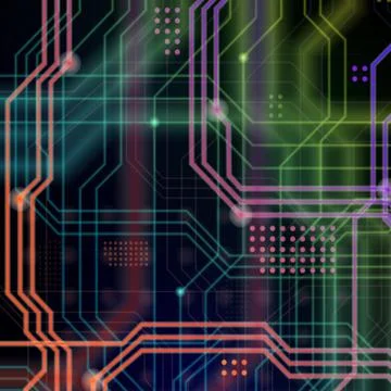 An abstract technological background consisting of a multitude of luminous gu 스톡 일러스트