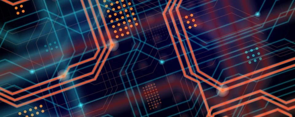 An abstract technological background consisting of a multitude of luminous gu 스톡 일러스트