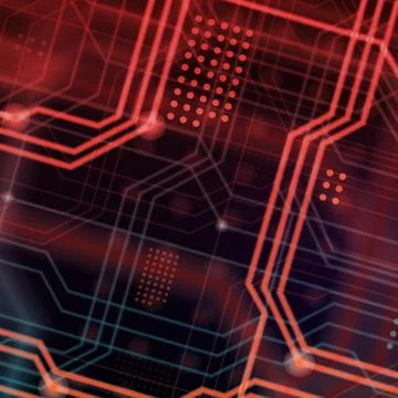 An abstract technological background consisting of a multitude of luminous gu Stock Illustration