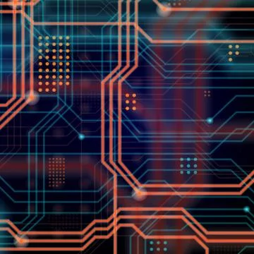 An abstract technological background consisting of a multitude of luminous gu Stock Illustration