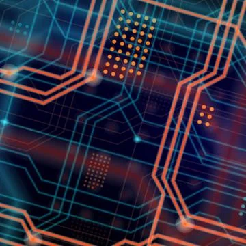 An abstract technological background consisting of a multitude of luminous gu Stock Illustration