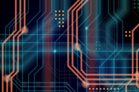 An abstract technological background consisting of a multitude of luminous gu 스톡 일러스트