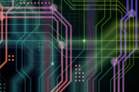 An abstract technological background consisting of a multitude of luminous gu Stock Illustration