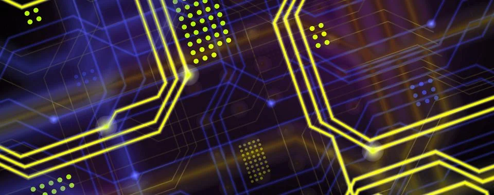 An abstract technological background consisting of a multitude of luminous gu Stock Illustration