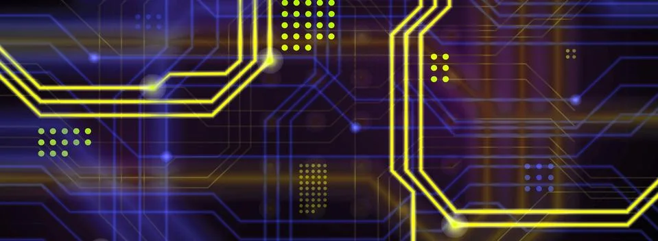 An abstract technological background consisting of a multitude of luminous gu 스톡 일러스트
