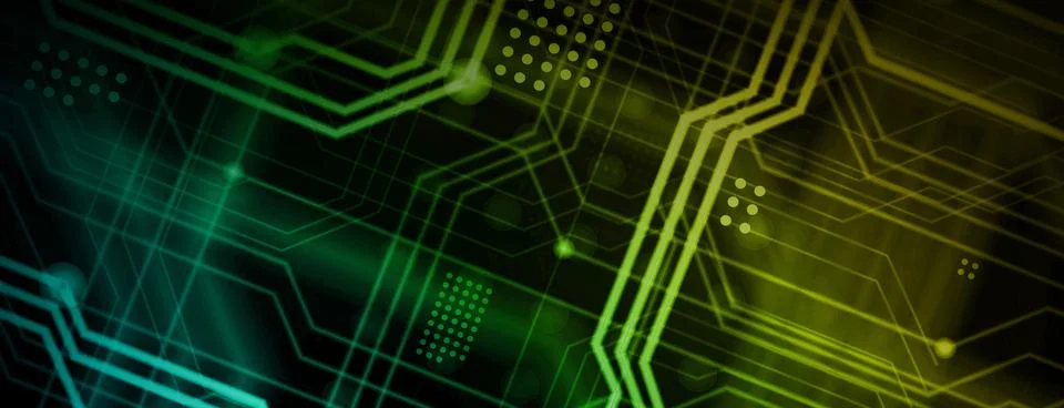 An abstract technological background consisting of a multitude of luminous gu Stock Illustration