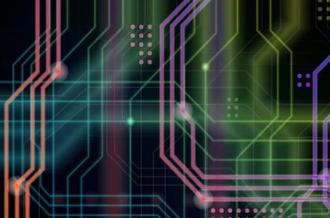 An abstract technological background consisting of a multitude of luminous gu Stock Illustration