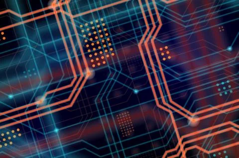 An abstract technological background consisting of a multitude of luminous gu 스톡 일러스트