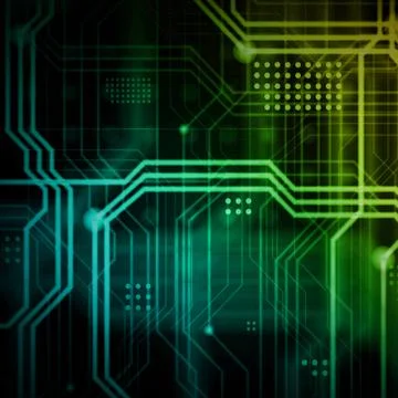 An abstract technological background consisting of a multitude of luminous gu Stock Illustration