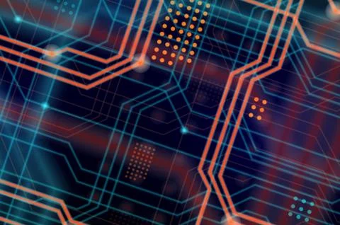 An abstract technological background consisting of a multitude of luminous gu Stock Illustration