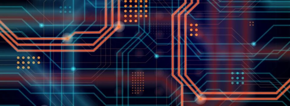 An abstract technological background consisting of a multitude of luminous gu Stock Illustration