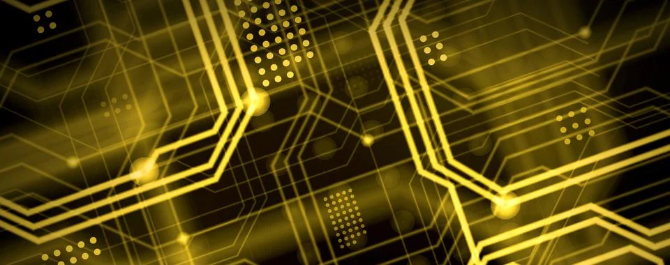 An abstract technological background consisting of a multitude of luminous gu Stock Illustration