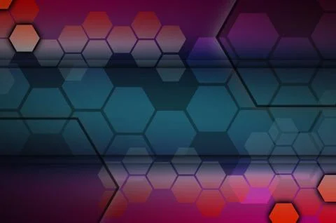 Abstract technological background consisting of a set of hexagons and other g Illustrazione stock