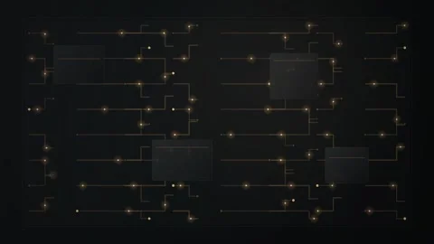 Abstract technological background featuring a complex network of glowing go.. Stock-Footage 346723679