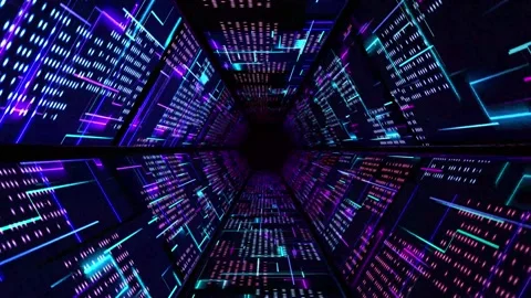 Abstract technological background futuristic digital technological tunnel loop Vidéo 156197224