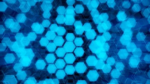 Abstract technological background of glowing hexagons. High-quality 3D illust Stock Illustration