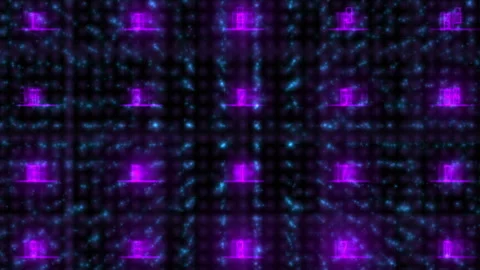 Abstract Technological Background with Glowing Purple Digital Numbers Stock-Footage 305665584