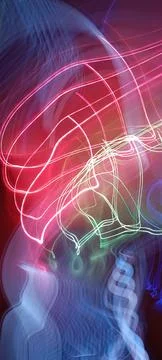 Abstract technological background made of different element printed 库存照片