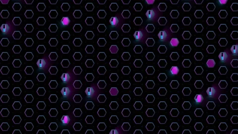 Abstract technological background made of hexagons with neon glow. Colorful Stock Footage 119647442